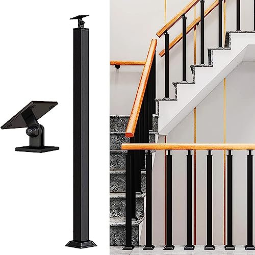 LQSYBHD Treppengeländer-Pfosten, Schwarzes Geländerpfosten-Set, Metall-Treppenpfosten, Geländer-Sprossen Aus Metall für Den Innen- Und Außenbereich, 270° Verstellbar für Veranda, B(Size:90cm/35.4inch)
