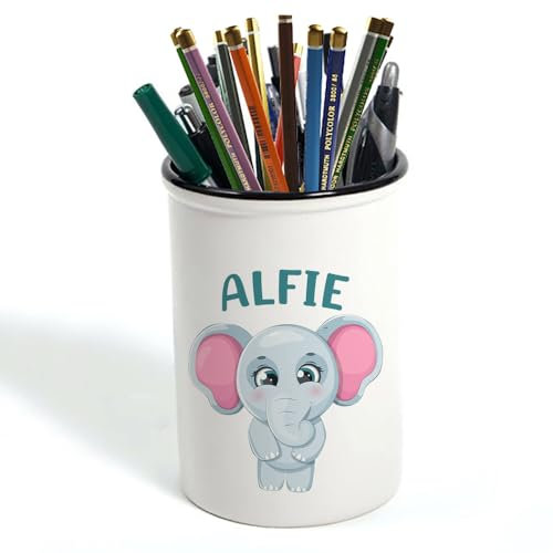 Personalised Elephant Design Back-to-School Gift for Kids – Best for Animal Lovers, Pencil Pot, Brushes Holder, Stuff Storage Pot.