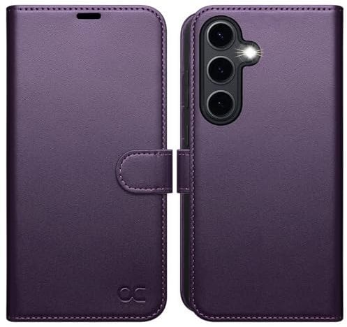 OCASE for Samsung Galaxy S24 FE Case, Premium PU Leather Wallet Phone Case with [RFID Blocking][Card Holder][Shockproof TPU Inner Shell] Flip Cover for Galaxy S24fe 5G 2024, Dark Purple