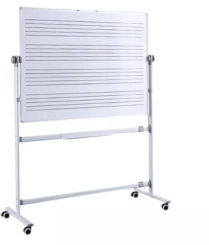 IUBGFTO Großes mobiles Whiteboard „Music Staff“, trocken abwischbares Whiteboard, 48 x 36 Zoll, doppelseitiges magnetisches Whiteboard auf Rollen für Zuhause, Büro, Klassenzimmer, Schule