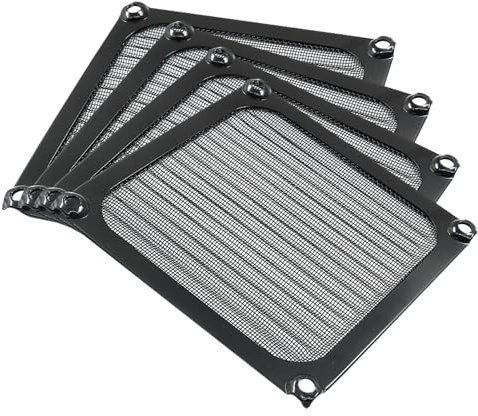 Kemcatui 4Pcs Computer Fan Filter Grills with Screws, 90mm Aluminum Frame Mesh Black PC Dust Filter, Dustproof Cover for Computers Case