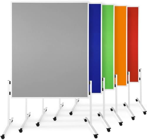 KARAT Filz Moderationstafel Metaplanwand mit feststellbaren Rollen | Filztafel Pinnwand | Moderationswand Doppelseitig nutzbar | Stabiler Metallrahmen (150 x 120 cm, Grün, Einteilig)