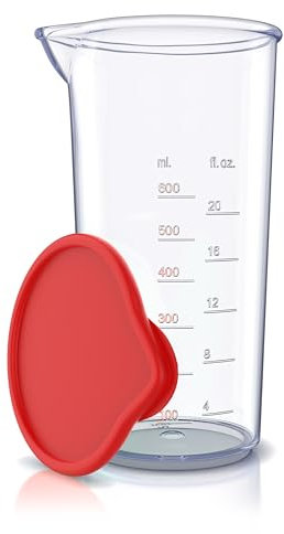 Arendo - Messbecher Kunststoff 600 ml – 20 Unzen – Klarsichtbecher transparent – ideal für elektrische Handmixer und Stabmixer – Trinkbecher