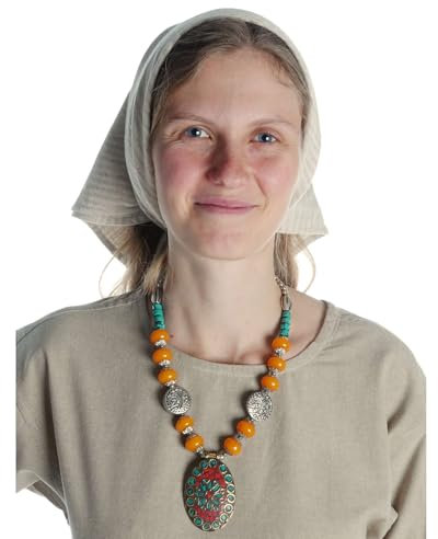 HEMAD Mittelalter Kopftuch Baumwolle Leinen Modell: Laudamie, Hanffarben