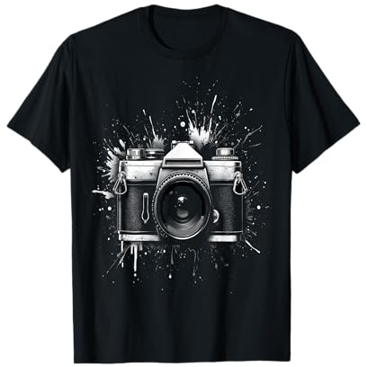 Vintage Kamera mit Spritzer Kunst Fotografie T-Shirt