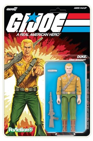 Super7 Reaktion+ G.I. Joe Duke (Cartoon), 9,53 cm große Actionfigur von G.I. Joe Actionfigur mit Zubehör, klassischen Sammlerstücken und Retro-Spielzeugen