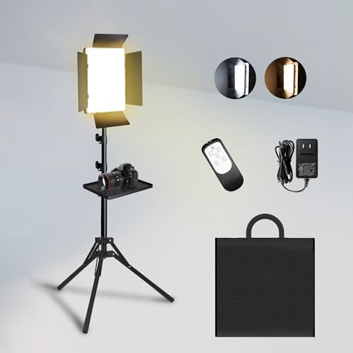 Arsoer Bi-Color 2700K-6500K Video Light with Tray and Remote Control, 36 W, Video Light with Barn Door and Display, CRI95+, 72 Inch Video Lighting for