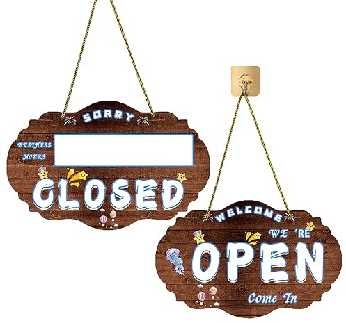 Letreros de horario de tienda para negocios/letrero de horario comercial para puerta de vidrio/letreros de horario de operación/Reloj regresará