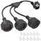 Verlängerungskabel mit 3 Schuko Steckdosen, 3 in 1 Mehrfachsteckdose Steckdosenadapter mit Flexible Kable, 3680W Verlängerung Dreifachstecker Doppelstecker für Steckdose 1.5 mm², 16A/250V, Schwarz