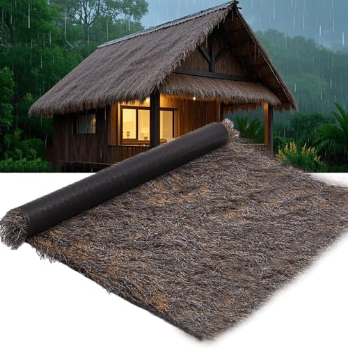 Techo De Paja Artificial Rollo Para Bar Tiki,Techo De Paja Sintetica Para,Palma Artificial Ignífuga,Impermeable Y De Fácil Instalación,Para Cobertizos,Piscinas,Jardín Decor(Size:0.5*5m(1.6*16.4ft))