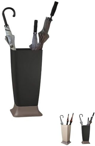 PALUPLUS Portaombrelli alto in Plastica, Misura 25x25x55 cm, cesta con Base Stabile color Tortora e vaschetta Racogli Goccia, per interno ed esterno, Made in Italy -2006F (Antracite)