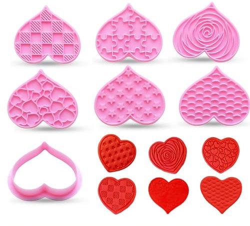 Heart Cookie Cutter Set, 6Pcs Heart Shaped Cookie Cutter for Baking, Biscuit, Pastry, Fondant, Valentine's Day Cake Decorations & Gifts