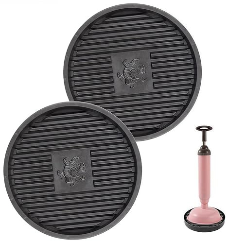 SHENGYIYISHENG Plunger Holder, Plunger Tray, Plunger Mat Air Drying Mat for Toilet Plunger, Plunger Holder Catches Drips, Wicks Water from Plunger and Dries Quickly (Black, 2 Pcs)