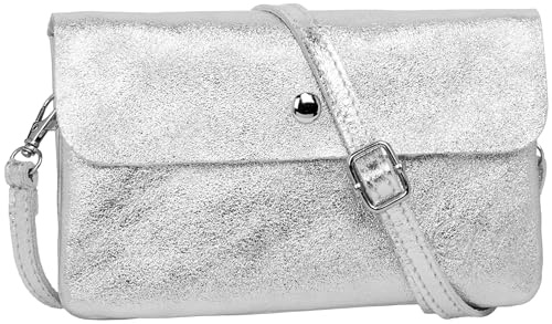 Caspar Mini Leder Umhängetasche Damen Clutch Crossbody Bag mit verstellbarem Schultergurt - CLASSIC LINE - Modell No.827 - Made in Italy
