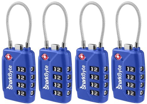 SharkByte TSA Kofferschloss – 4er-Pack, TSA-konform & flexibel einsetzbar
