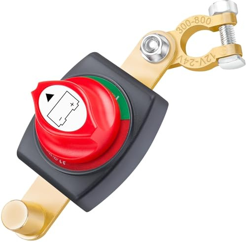 Bolatus Batterie Trennschalter 12V 24V 48V, Einstellbarer 180° Batterieschalter, ON-OFF Batterie Hauptschalter, Autobatterieschalter für Auto LKW Boot Jacht Wohnwagen Motorrad KFZ
