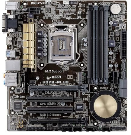QWEOWW Carte mère Fit for ASUS H97M-PLUS LGA 1150 Intel H97 4×DDR3 32 Go PCI-E 3.0 M.2 USB3.0 Micro ATX Compatible Core i3-4150 i7-4770