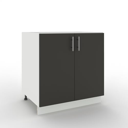 JD Greta Adjustable Kitchen Sink Base Unit - 800mm - Sink Cabinet with Doors (No Worktop) - Dark Grey Matt
