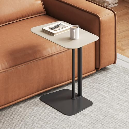 Miuuod C-förmiger Beistelltisch, moderner Beistelltisch mit PU-Lederoberfläche, minimalistischer Kleiner TV-Tisch als Akzenttisch für Sofa, Bett oder andere kleine Räume