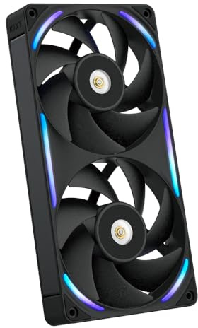 NZXT F240X Performance Single-Frame Fan - 2x 120mm PWM RGB PC Case Fans - Max Airflow & Static Pressure - Low Noise - LCP Frame & Blades - Magnetic Fluid Dynamic Bearing - 30mm Thick - Black
