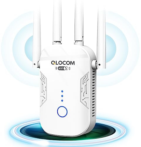 QLOCOM 2026 Newest1 WiFi Extender Booster Blazing-Fast 1200Mbps WiFi Booster Range Extender Dual Band 5GHz & 2.4GHz Wireless Internet Booster/Hotspot with 2800 Sq.Ft Wider Coverage, UK Plug