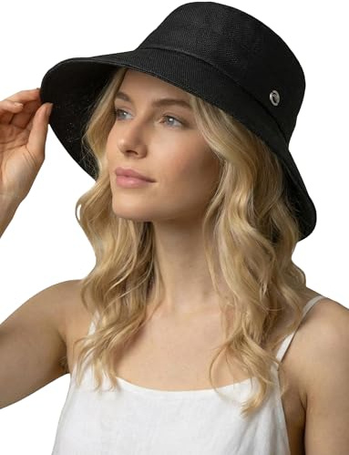 SEAUR Chapeau Panama Unisexe à Bord Large en Paille Été Chapeau Fedora Ajustable Femmes Protection UV Taille 55-58 cm