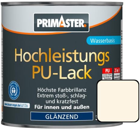 Primaster Hochleistungs PU-Lack 375ml 2in1 Cremeweiß Glänzend Acryllack