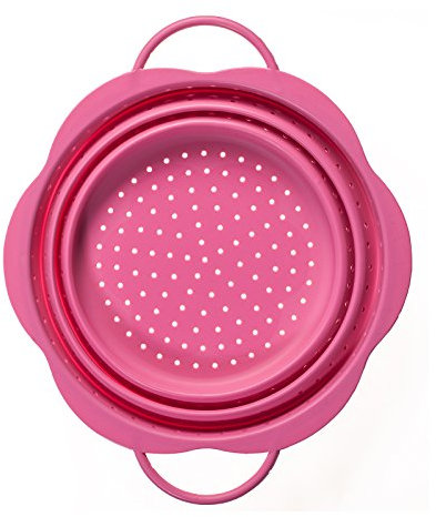 Kochblume Faltsieb L | Premium-Silikon | Hitzebeständig | Spülmaschinenfest | Platzsparend | Farbe: pink