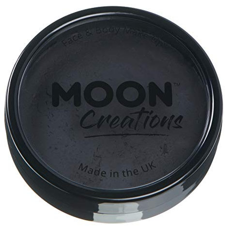 Moon Creations Maquillage professionnel visage et corps | Moules à gâteaux professionnels avec peinture colorée pour maquillage | pour enfants, adultes, festival, Halloween, noir, 36 g