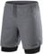 TCA Ultra Sporthose Herren kurz 2 in 1 mit Tasche - Kurze Sport Shorts Trainingshose mit Taschen - Laufhose mit Kompressions Innenhose und Reißverschluss Handytasche - Grau, M
