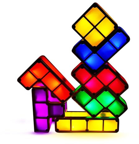 IHONYI Tischlampe, DIY Tetris Puzzle Licht, LED Lampe Mehrfarbig, Kreatives Nachtlicht Für Kinder Erwachsene, Puzzle Spielzeug Licht Home Office Decor
