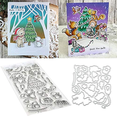 1 Satz Weihnachten Tiere DIY Stanzschablonen Und Stempel Scrapbooking Stanzmaschine Schablonen Stanzformen Für DIY Scrapbooking Fotoalbum Dekor Karten