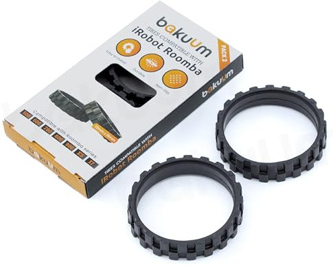 PNEUS Roues pour IROBOT ROOMBA séries 500, 600, 700, 800 et 900 (Pack 2 unités) Fabriqué en Espagne Antidérapant, adhérence exceptionnelle et Montage Facile