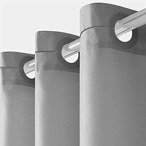 Furlinic Duschvorhang für Badewanne und Dusche in Badezimmer, Textiler Badvorhang Anti-schimmel aus Stoff Waschbar Wasserdicht, Grau mit Großen Ösen 180x213cm.