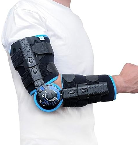 Express Orthopaedic® - Medically Approved Telescopic Range of Motion Elbow Brace With Adjustable Flexion/Extension Control Hinge For Various Elbow/Arm Injuries (RIGHT - One Size/Adjustable)