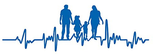 Aufkleber Herzschlag Tiere Breite 27cm Lifeline Heartbeat Deko Sticker Selbstklebend für Auto Kühlschrank Laptop Autoaufkleber K150 (Azurblau, 07 Familie)