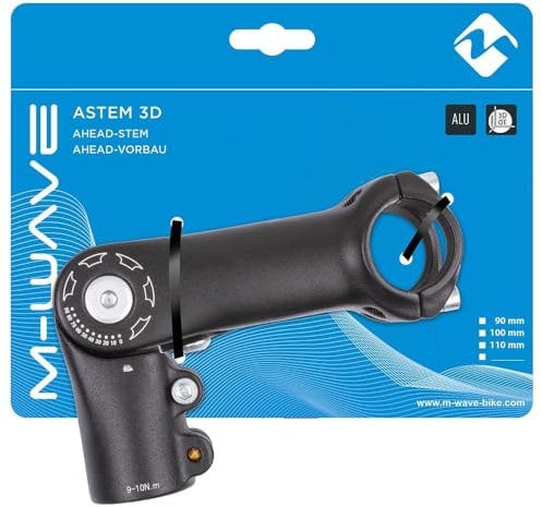 M-Wave Unisex-Adult ST-C2.1 Ahead Lenkervorbau, Schwarz, verstellbar von 0°-90°, EXT. 110 mm, für 31.8 mm