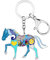 NEWEI Porte-clé Cheval Poney émaillé Porte-clé Pour Femmes Filles Sac à Main Charme (Bleu)