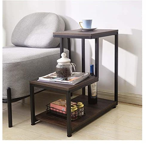 Artiz Sofa Side Table, Industrial End Table, 3 Tier Step Nightstand With Steel Storage Shelf Ladder-Shaped Sofa Side Table Easy To Assemble Coffee Table For Living Room, Bedroom, Kitchen