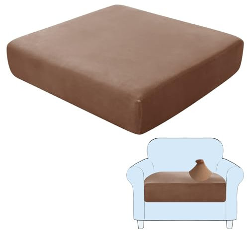 SHUOJIA Sofa-Sitzkissenbezüge, Sofakissen-Bezüge Stretch-Samt,Sitzkissenschutz,Couchkissen-Bezüge Ersatz Für Individuelle Kissen Mit Elastischem Stoff (Brown,1-Seater)