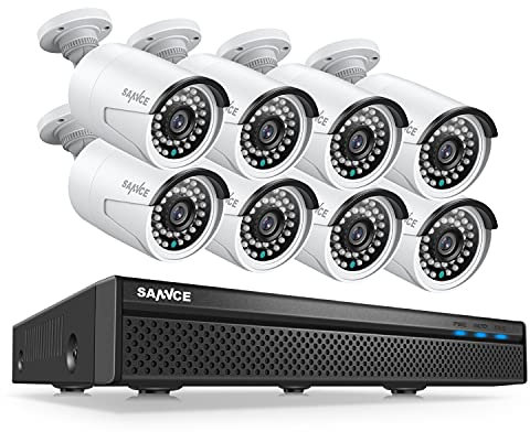 SANNCE 5MP PoE Überwachungskamera System 8CH 5MP NVR Recorder Videoüberwachung und 8X Aussen IP Kamera IP66, Bewegungserkennung, Fernzugriff