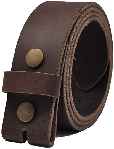 Ashford Ridge 40mm Gürtel aus Vollnarbenleder mit Druckknöpfen - Jahrgang Braun mit Messing Nieten - 90cm (105cm Gesamtlänge)