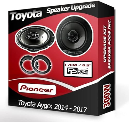 Aygo Speaker upgrade Front door Pioneer car speakers 6.5 17cm + Rings 300W