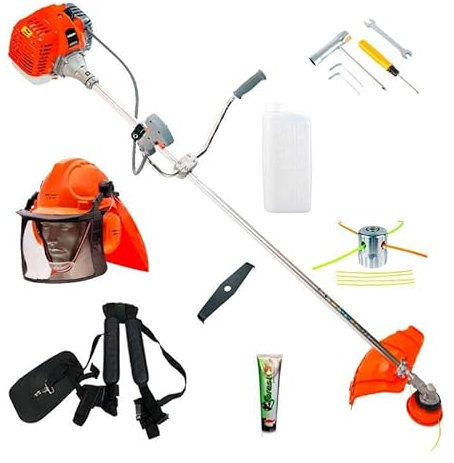 SAKAWA Dopellenkergriff von Benzin Festbar 28mm + Flache Scheibe+ Kopf aus Aluminium + Schutzhelm + Öl 125ml