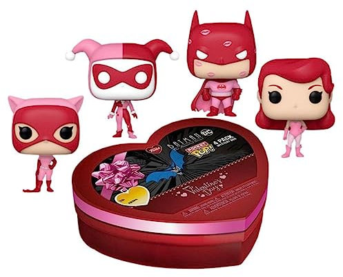 Funko Pocket Pop! DC Valentine Box 4 Pieces - Batman - (WMT) - DC Comics- Portachiavi - Mini Figura in Vinile da Collezione Novità Portachiavi - Riempitivi per Calze - Idea Regalo
