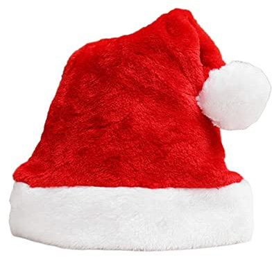 Haveratio Weihnachtsmütze aus weichem Samt, bequemer Hut, traditionelle, mehrfarbige Plüsch-Weihnachtsmütze für Erwachsene, Kinder, Neujahrsgeschenke, rot