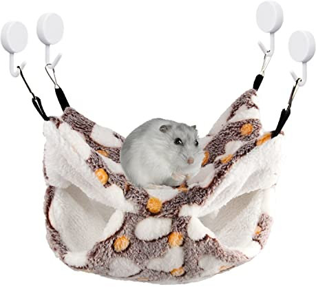 TIANNAIT Hamster-Hängematte Mit 4 Haken - Doppellagige Haustierkäfig-Hängematte, Schlafsack für Eichhörnchen und Hamster