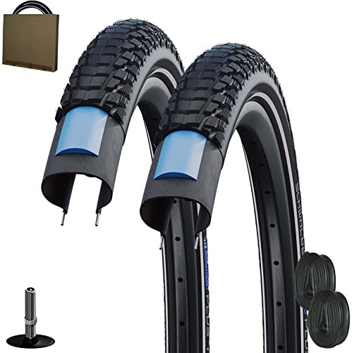 Schwalbe Marathon Plus Tour Reifen 27,5x2.35 | 60-584 HS619 Reflex Unplattbar mit AV Schlauch [ Set 2 Stück ]