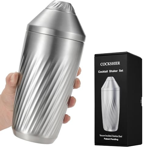 Hybrid-Cocktail-Shaker-Set – innovativer Premium-vakuumisolierter Edelstahl-Getränke-Shaker Doppelwandiger Margarita-Mixer Jigger & Rührlöffel-Set – Martini-Shaker für Heim-Barkeeper – 800 ml