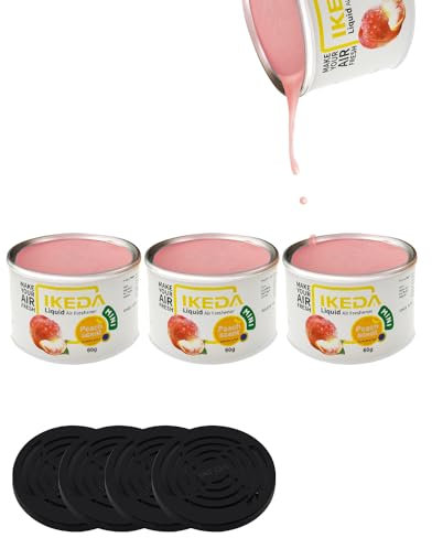 ikeda perfume Auto Lufterfrischer | 4 Stück 60ml auto duft| Langlebiger Duft für 30 Tage | Startseite Geruch entfernen | Nature Aromas Diffusor für Auto Badezimmer Desodorierer (Pfirsich, 4Pcs)